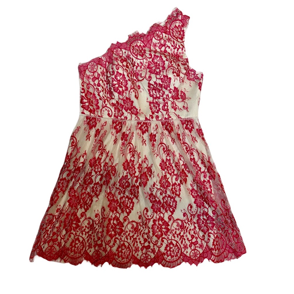 Adrianna Pappel Pink Lace One-Shoulder Dress